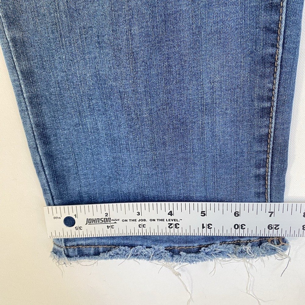 Democracy Ab Technology Jeans Size 10 Blue Straight Leg Raw Hem Distressed - Picture 9 of 10
